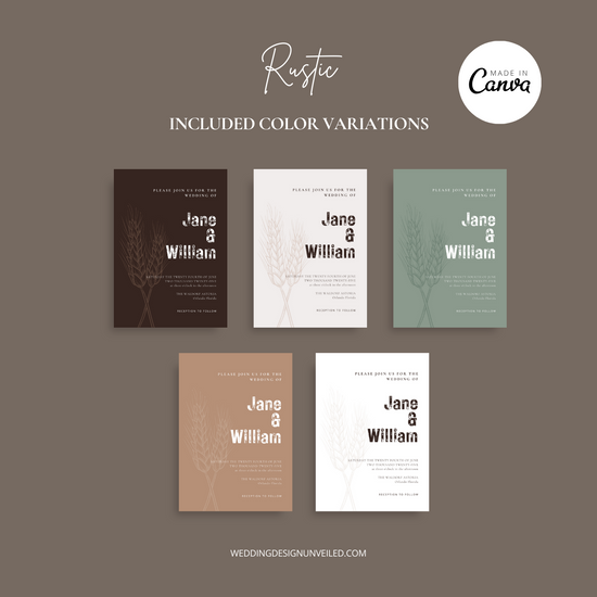 DIGITAL DOWNLOAD - Rustic Wedding Invitation Suite - Editable Canva Bundle