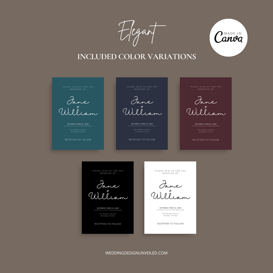DIGITAL DOWNLOAD - Elegant Wedding Invitation Suite - Editable Canva Bundle