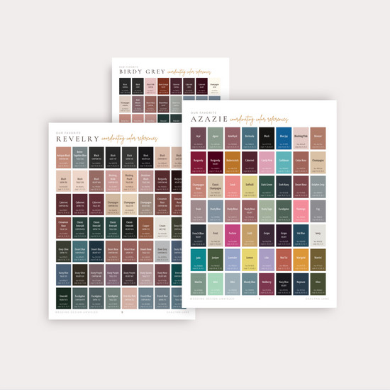 DIGITAL DOWNLOAD Coordinating Dress Color Reference Guide - CMYK and RBG - Wedding Stationary Invitations and Signage