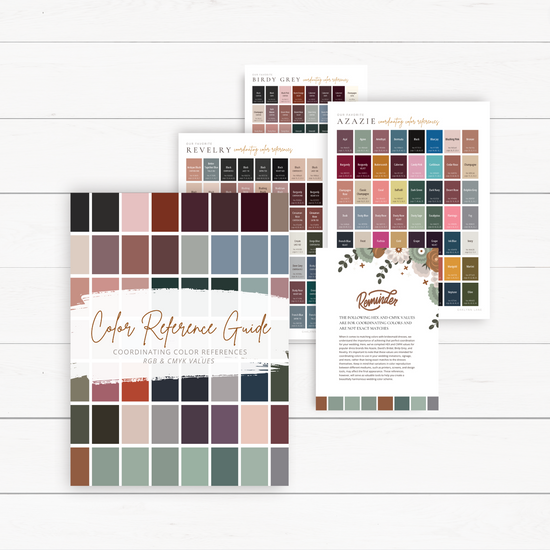 DIGITAL DOWNLOAD Coordinating Dress Color Reference Guide - CMYK and RBG - Wedding Stationary Invitations and Signage
