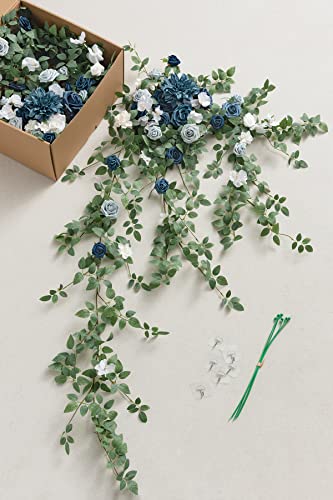 Ling's moment Wedding Arch Flowers with Hanging Vines Set of 2 for Ceremony Reception Wall Decorations (Not Include Arch)