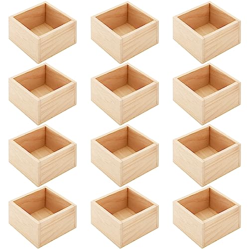 Frcctre 12 Pack Unfinished Small Wooden Box, 4 x 4 Square Wooden Box –  Oaklynn Lane