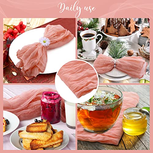 Set of 54 Gauze Cheesecloth Napkins Dinner Napkins Rustic Boho Wrinkled Cloth Decorative Napkins for Home Wedding Valentines Party Dinner Table Decoration, 19.7 x 19.7 Inch (Light Pink)