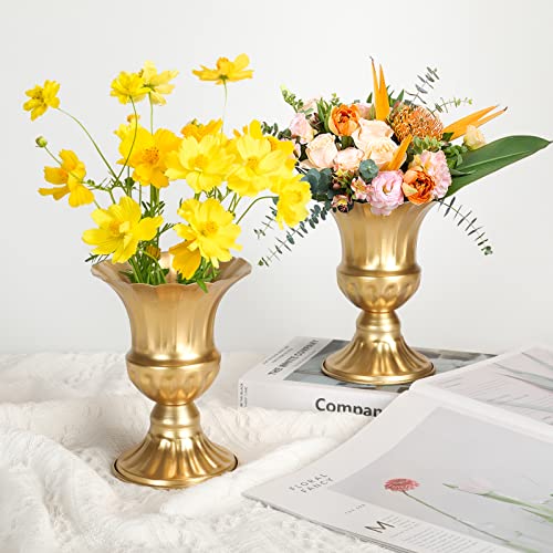 Gold Vases for Wedding Centerpieces, Set of 10 Metal Vase Small Table Centerpiece Flower Stands Wedding Arrangement for Wedding Reception Home Floral Decor Anniversary