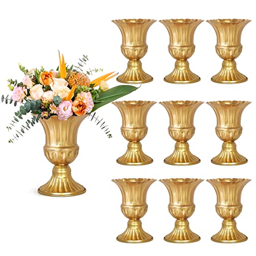 Gold Vases for Wedding Centerpieces, Set of 10 Metal Vase Small Table Centerpiece Flower Stands Wedding Arrangement for Wedding Reception Home Floral Decor Anniversary