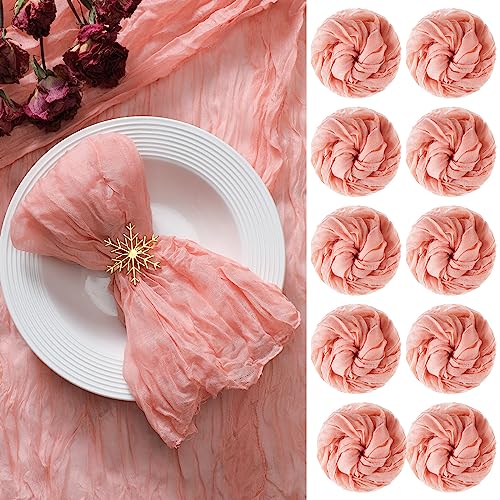 Set of 54 Gauze Cheesecloth Napkins Dinner Napkins Rustic Boho Wrinkled Cloth Decorative Napkins for Home Wedding Valentines Party Dinner Table Decoration, 19.7 x 19.7 Inch (Light Pink)