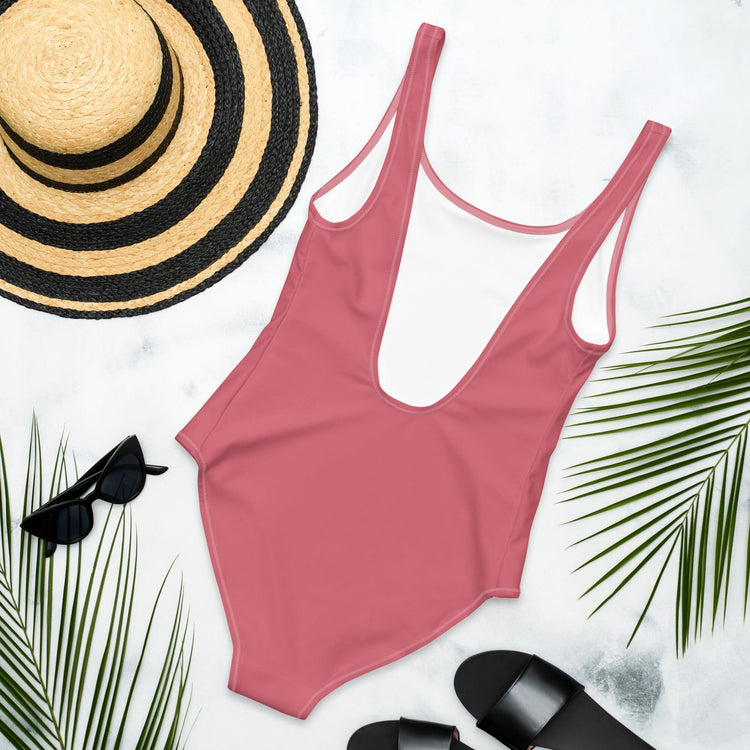 Babe Bachelorette Party One-Piece Swimsuit - Dusty Rose by Oaklynn Lane - Back of Swimsuit