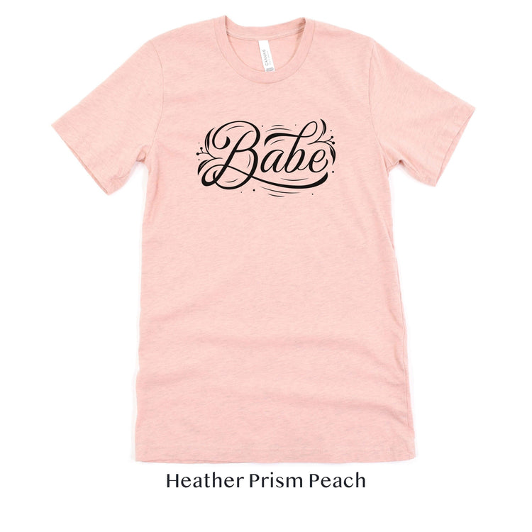 Babe Short-Sleeve Tee - Bach Weekend and Bridal Proposal Box Shirt - Plus Sizes Available! by Oaklynn Lane - peach tshirt