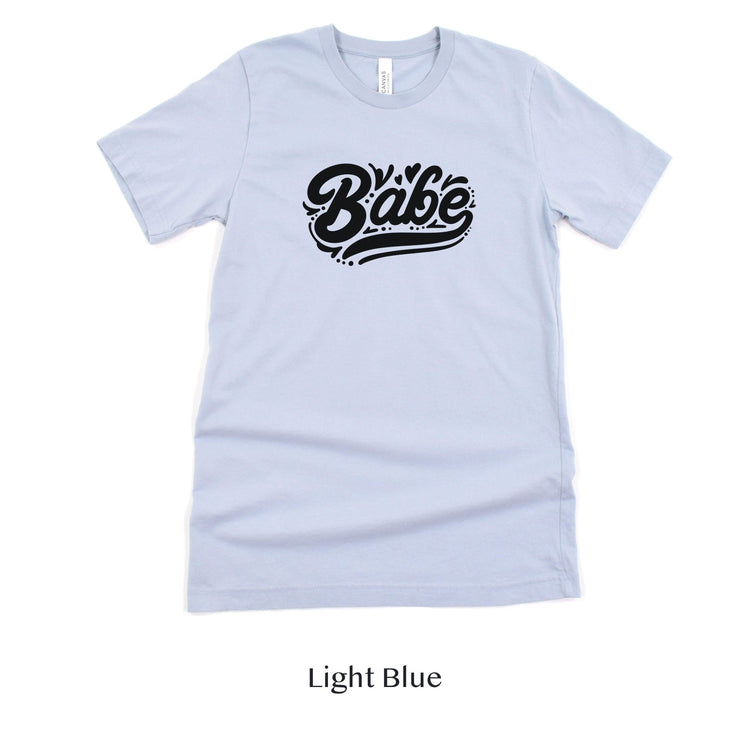 Babe - Wedding Party - Bach Party Short-sleeve Tee by Oaklynn Lane - Light Blue Shirt for Bridesmaids