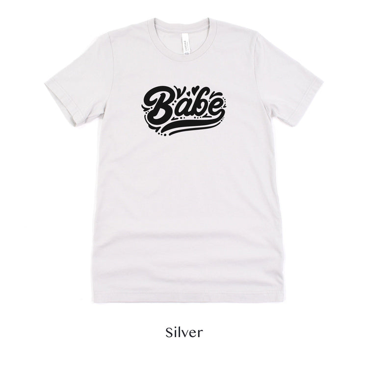 Babe - Wedding Party - Bach Party Short-sleeve Tee by Oaklynn Lane - Silver Bridesmaid Tshirt