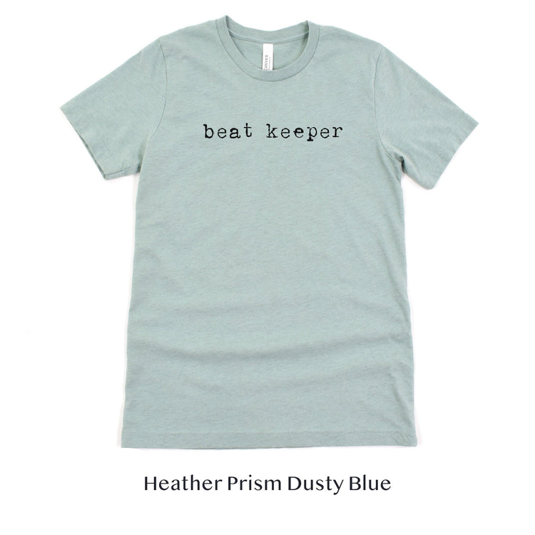 Beat Keeper - Wedding DJ Short-sleeve Tee by Oaklynn Lane - dusty seafoam blue
