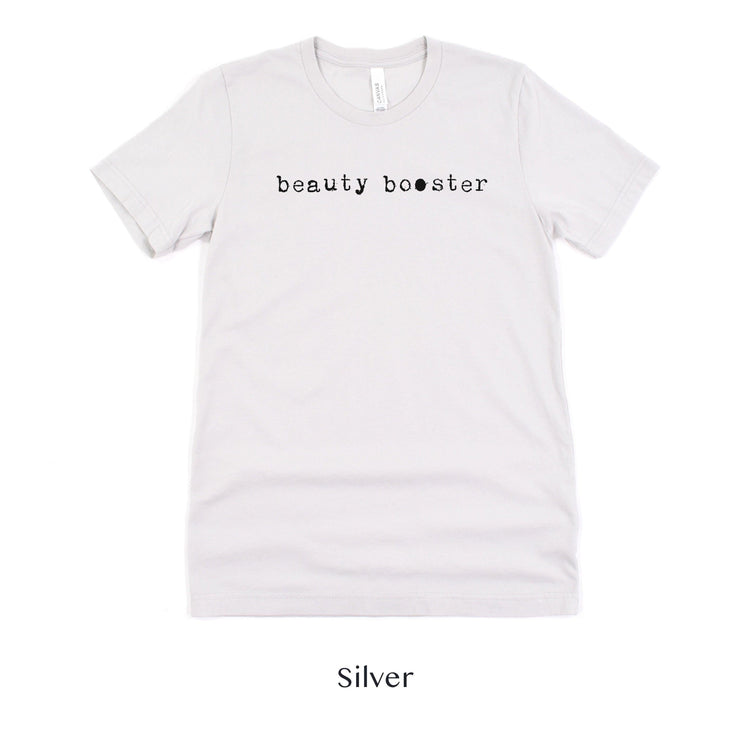 Beauty Booster - Hair and Makeup Artist shirt - HMUA Short-sleeve Tee by Oaklynn Lane - silver