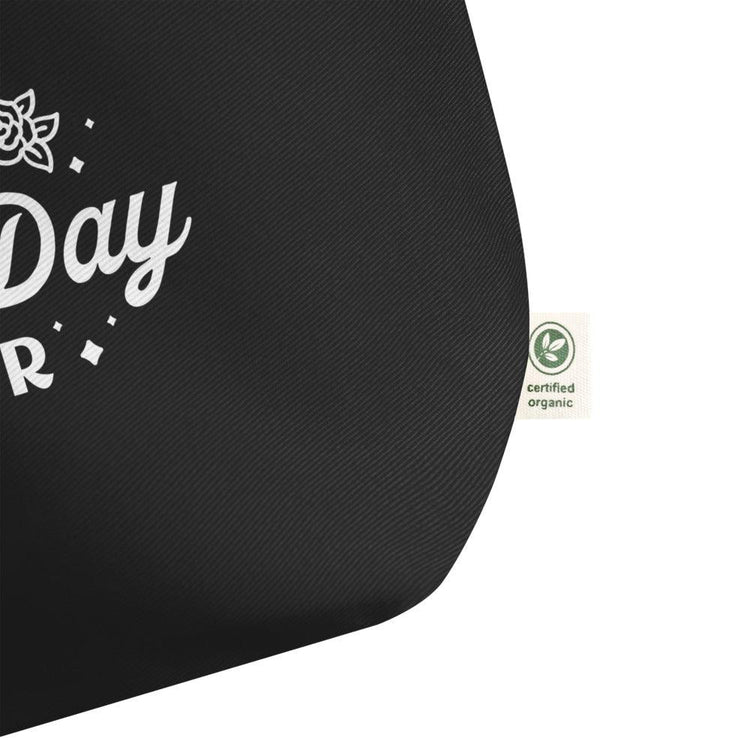 Best Day Ever! Large Canvas Bridal Tote Bag by Oaklynn Lane - closeup of organic tag
