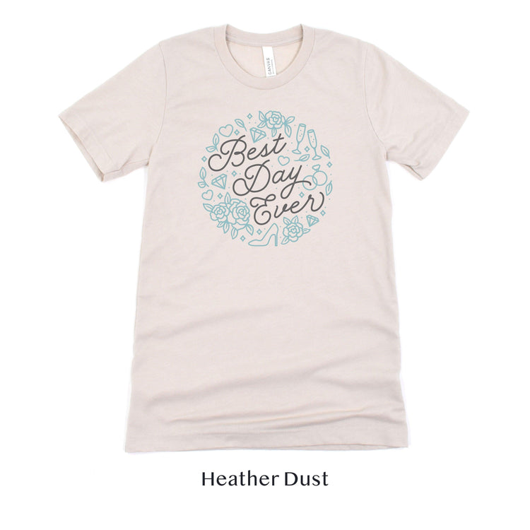 Best Day Ever Wedding Day Collage Short-Sleeve Tee - Plus Sizes Available! by Oaklynn Lane - Light Beige Shirt