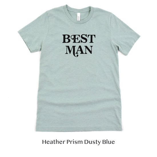 Best Man Retro Short-sleeve Tee by Oaklynn Lane - Dusty Seafoam Blue