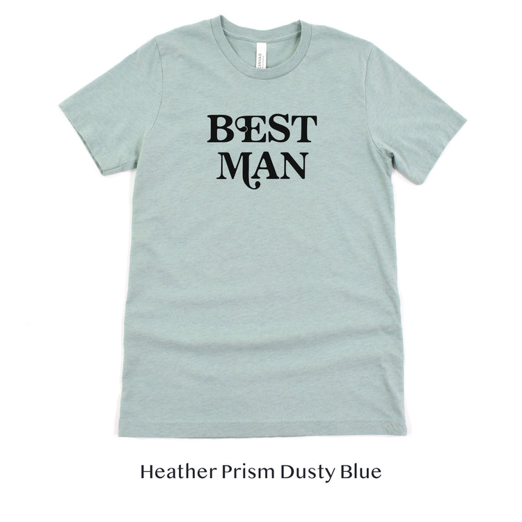 Best Man Retro Short-sleeve Tee by Oaklynn Lane - Dusty Seafoam Blue
