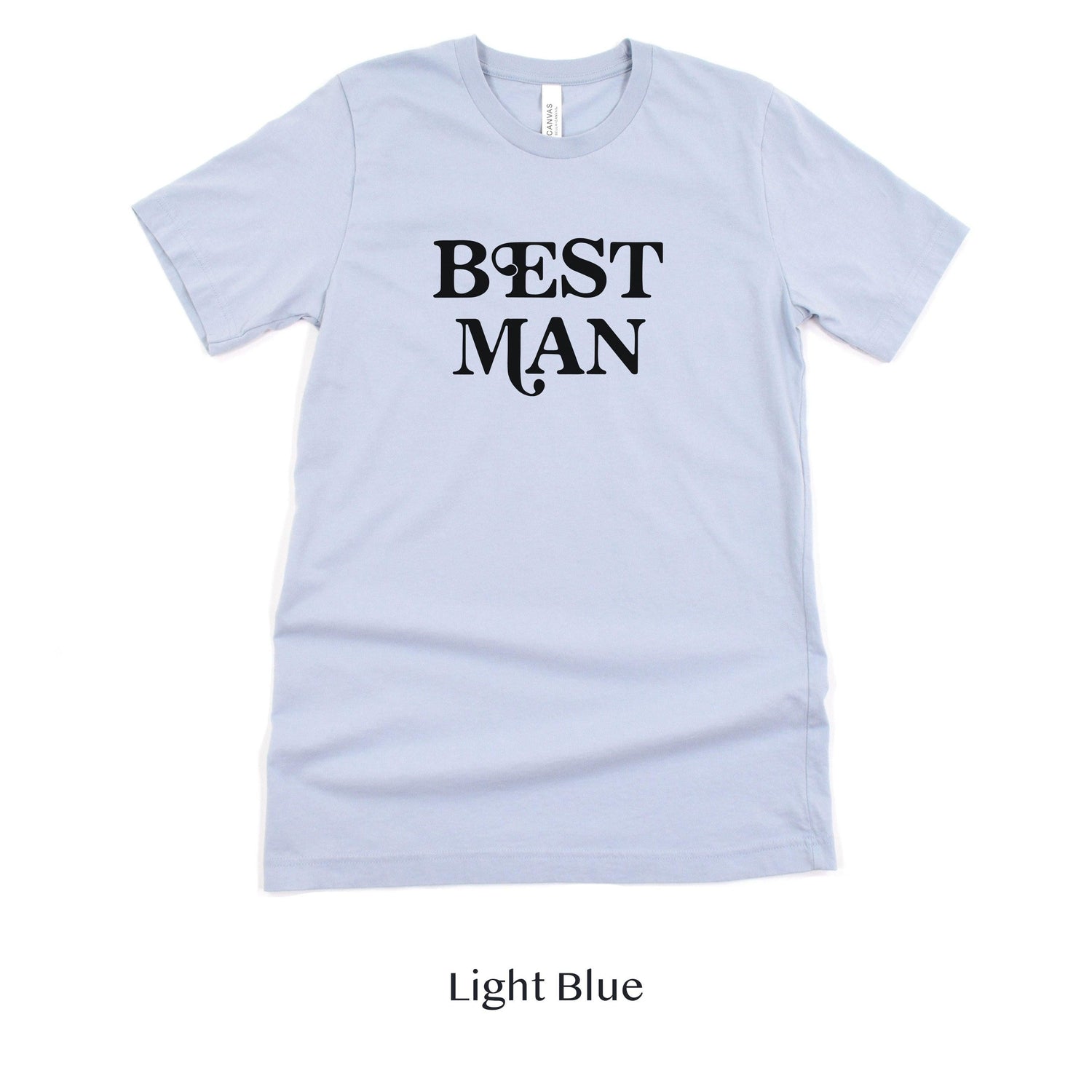 Best Man Retro Short-sleeve Tee by Oaklynn Lane - Light Blue Shirt