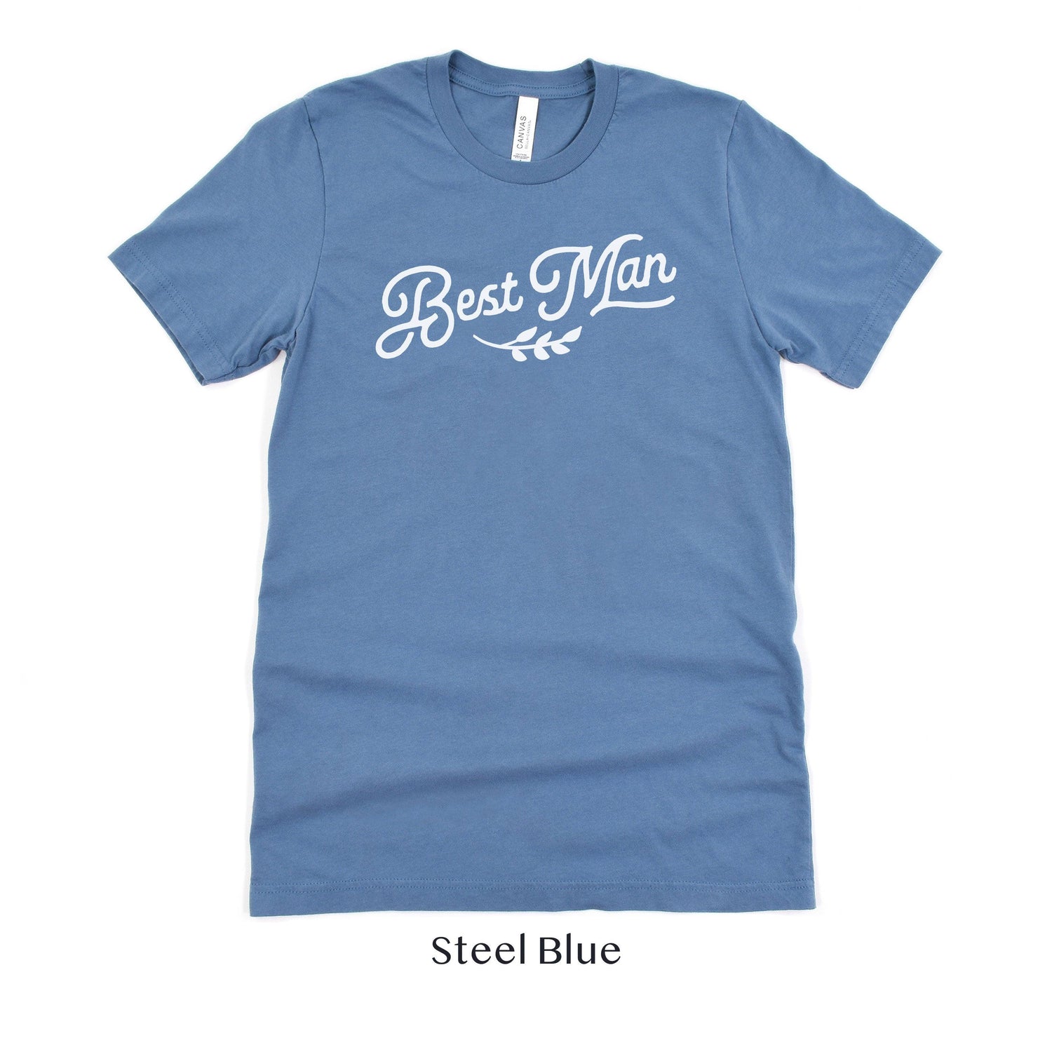 Best Man Short-Sleeve Tee - Small-5x Sizes Available by Oaklynn Lane - Steel Blue Shirt