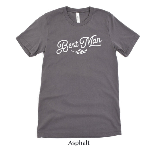 Best Man Short-Sleeve Tee - Small-5x Sizes Available by Oaklynn Lane - Asphalt Grey Shirt