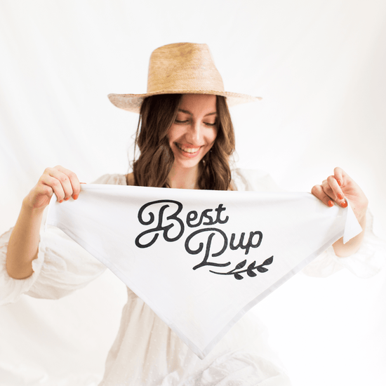 Best Pup Pet Wedding Bandana by Oaklynn Lane - Girl Holding bandana