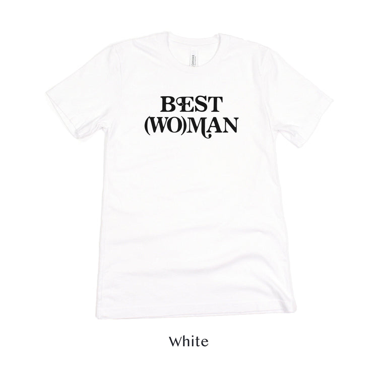 Best (Wo)man Retro Short-sleeve Tee for Best Woman by Oaklynn Lane - White Shirt