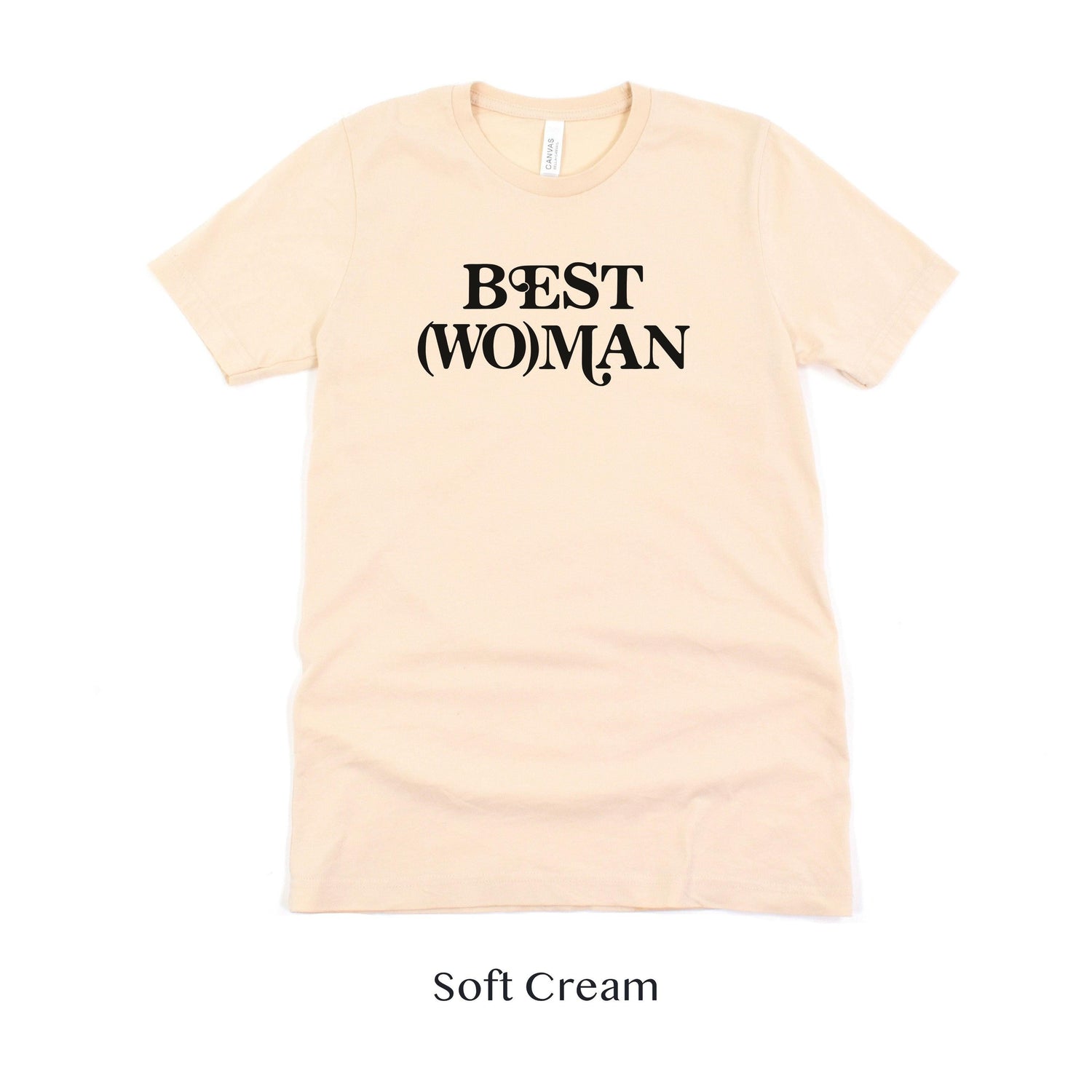 Best (Wo)man Retro Short-sleeve Tee for Best Woman by Oaklynn Lane - Soft Cream Shirt
