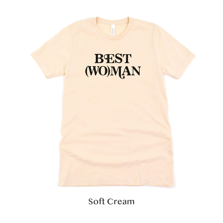 Best (Wo)man Retro Short-sleeve Tee for Best Woman by Oaklynn Lane - Soft Cream Shirt