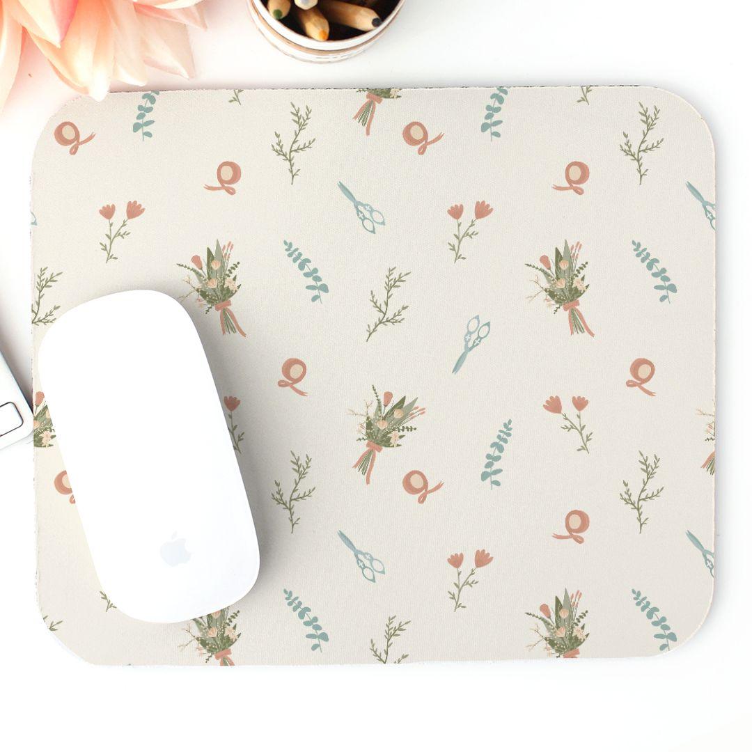 Bloom Beauty Floral Designer Mouse Pad (Rectangle) - Cute Florist Mousepad Office Decor by Oaklynn Lane