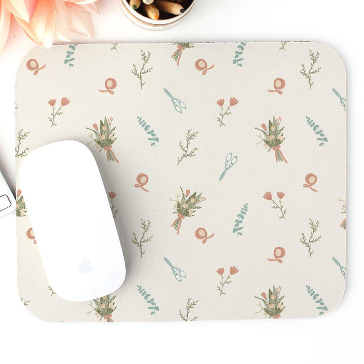 Bloom Beauty Floral Designer Mouse Pad (Rectangle) - Cute Florist Mousepad Office Decor by Oaklynn Lane