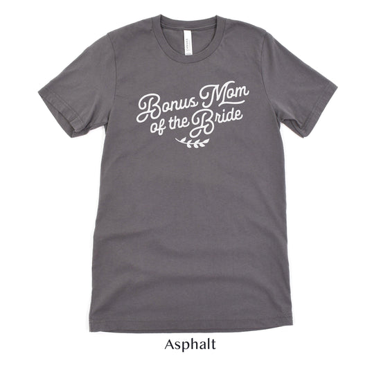 Bonus Mom of the Bride Short-sleeve Tee by Oaklynn Lane - Asphalt Grey Tshirt