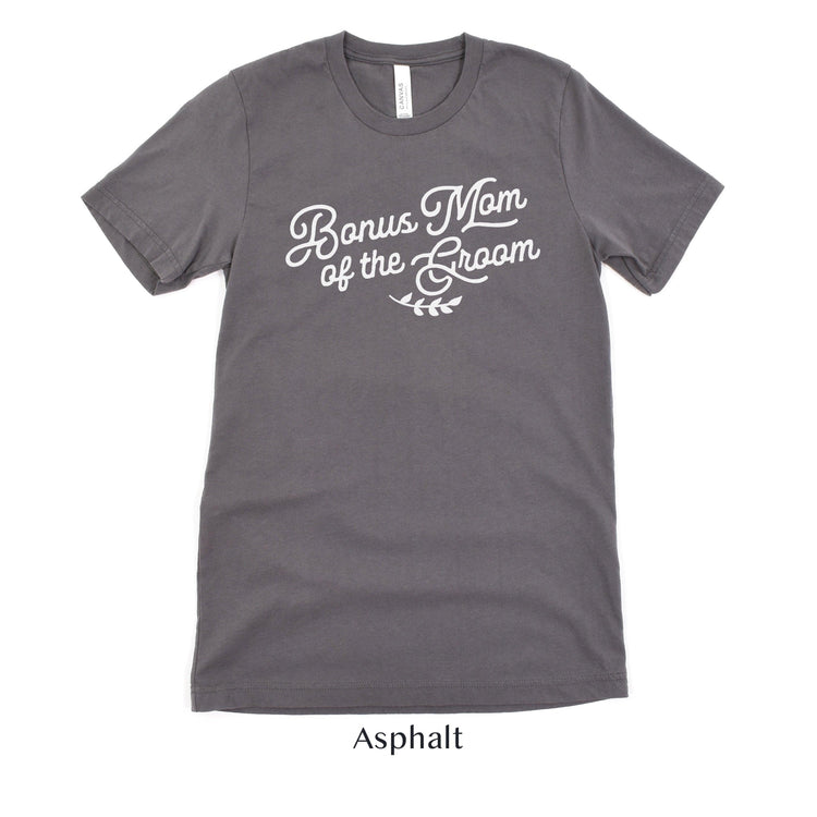 Bonus Mom of the Groom Short-sleeve Tee by Oaklynn Lane - Asphalt Grey Shirt
