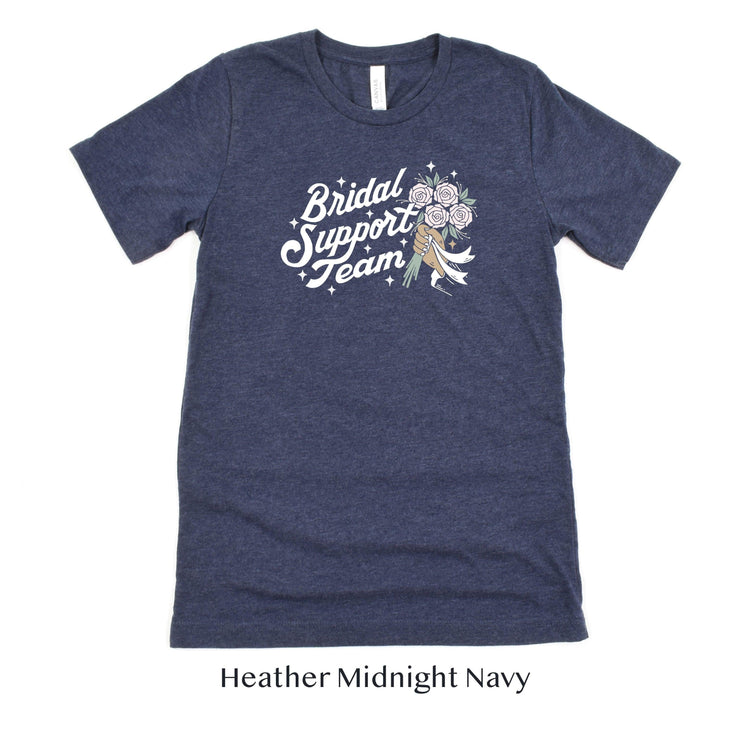 Bridal Support Team - Bride Squad Short-sleeve Tshirt by Oaklynn Lane - Heather Navy Shirt for Wedding Vendor