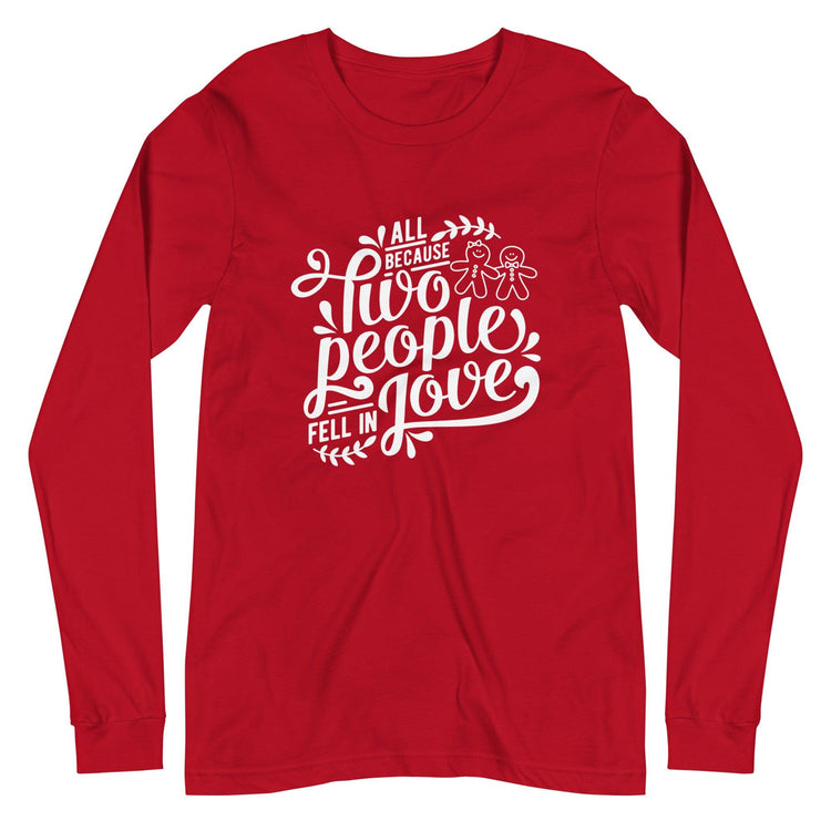 Bride and Groom Gingerbread Unisex Long Sleeve Tee - Wedding Vendor - Holiday Christmas Wedding - Couples Shirt by Oaklynn Lane - Red