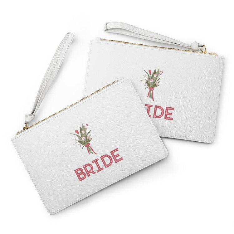 Bride Flowers Clutch Bag by Oaklynn Lane - White with Floral design