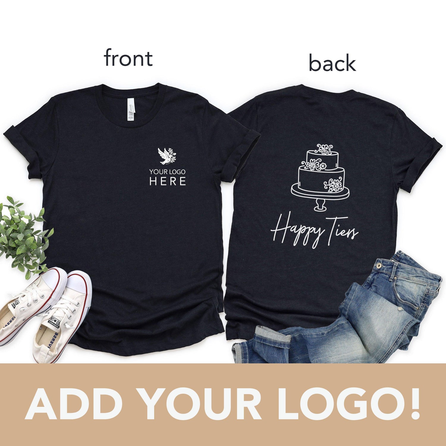 Custom Logo Happy Tiers Bakery and Cake Baker Customizable Unisex t-shirt by Oaklynn Lane