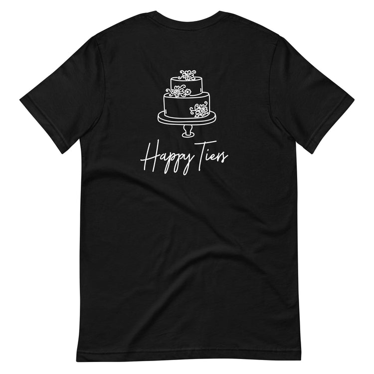 Custom Logo Happy Tiers Bakery and Cake Baker Customizable Unisex t-shirt by Oaklynn Lane
