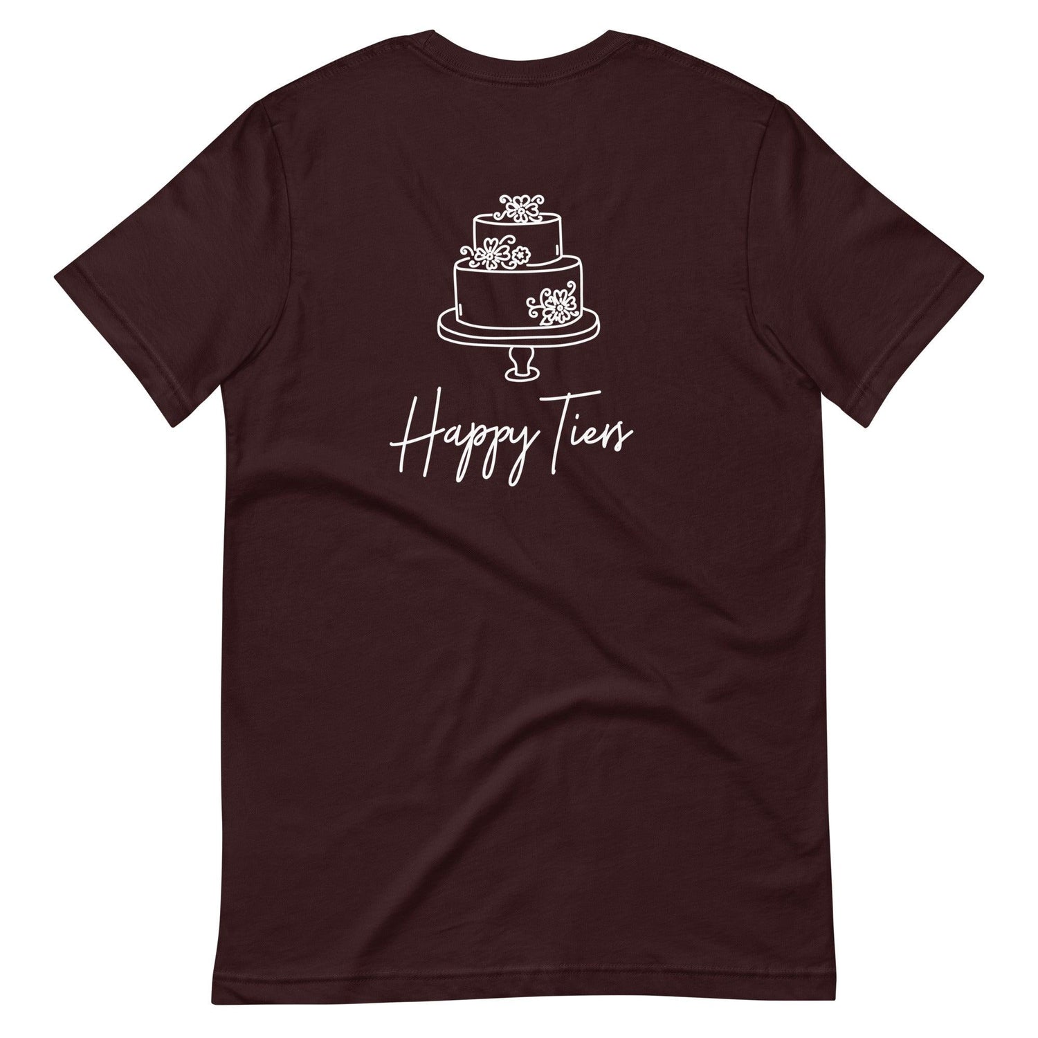 Custom Logo Happy Tiers Bakery and Cake Baker Customizable Unisex t-shirt by Oaklynn Lane