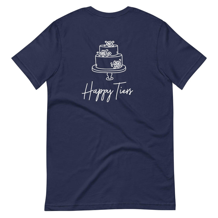 Custom Logo Happy Tiers Bakery and Cake Baker Customizable Unisex t-shirt by Oaklynn Lane