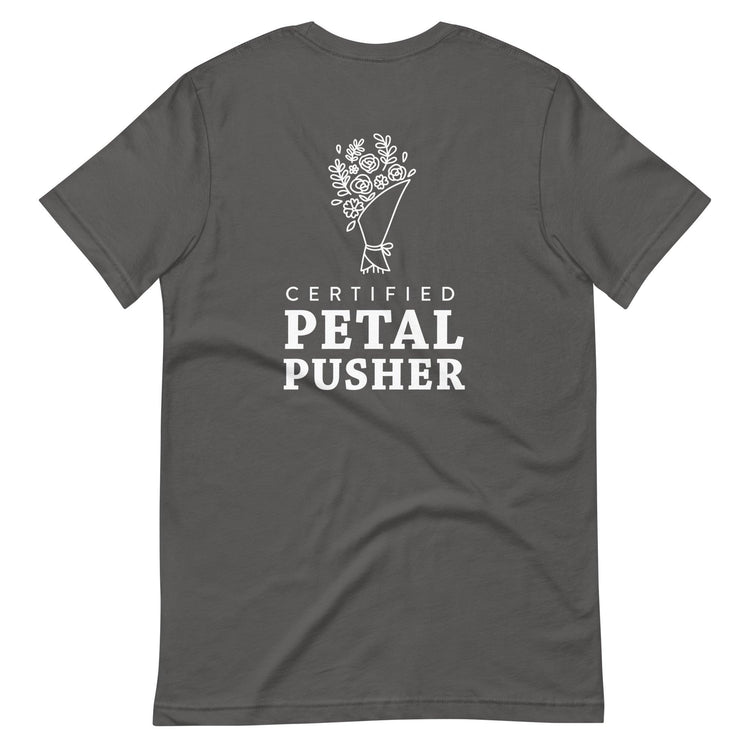 Custom Logo Petal Pusher Florist Shirt - Floral Designer Team Unisex t-shirt by Oaklynn Lane