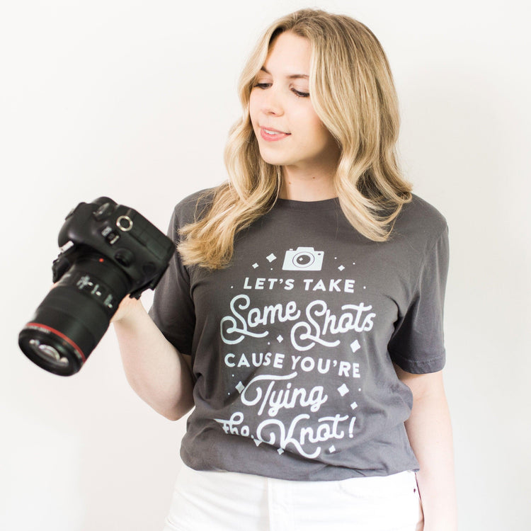 Let's Take Shots! Wedding Photographer Funny Short-Sleeve Tee by Oaklynn Lane