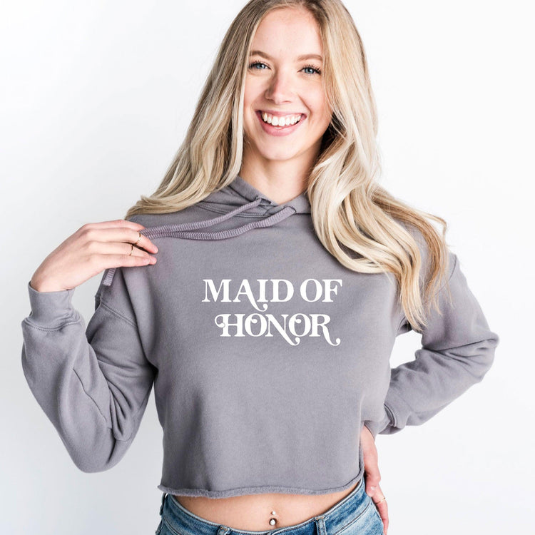 Maid of Honor Bachelorette Party Crop Hoodie by Oaklynn Lane
