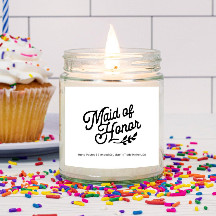 Maid of Honor Bridesmaid Proposal Box Gift Candle (Hand Poured 9 oz.) by Oaklynn Lane