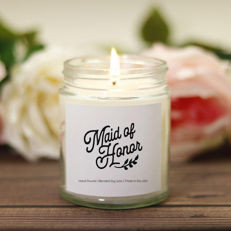 Maid of Honor Bridesmaid Proposal Box Gift Candle (Hand Poured 9 oz.) by Oaklynn Lane