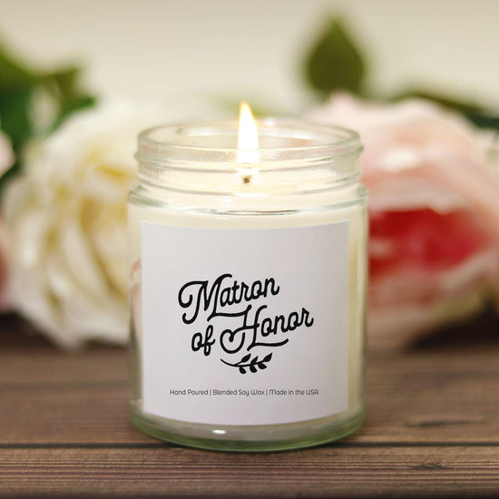 Matron of Honor Bridesmaid Proposal Box Gift Candle (Hand Poured 9 oz.) by Oaklynn Lane