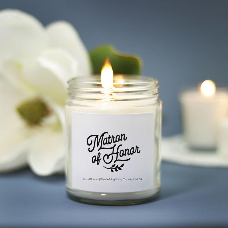 Matron of Honor Bridesmaid Proposal Box Gift Candle (Hand Poured 9 oz.) by Oaklynn Lane