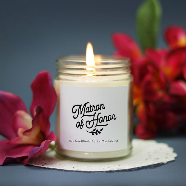 Matron of Honor Bridesmaid Proposal Box Gift Candle (Hand Poured 9 oz.) by Oaklynn Lane