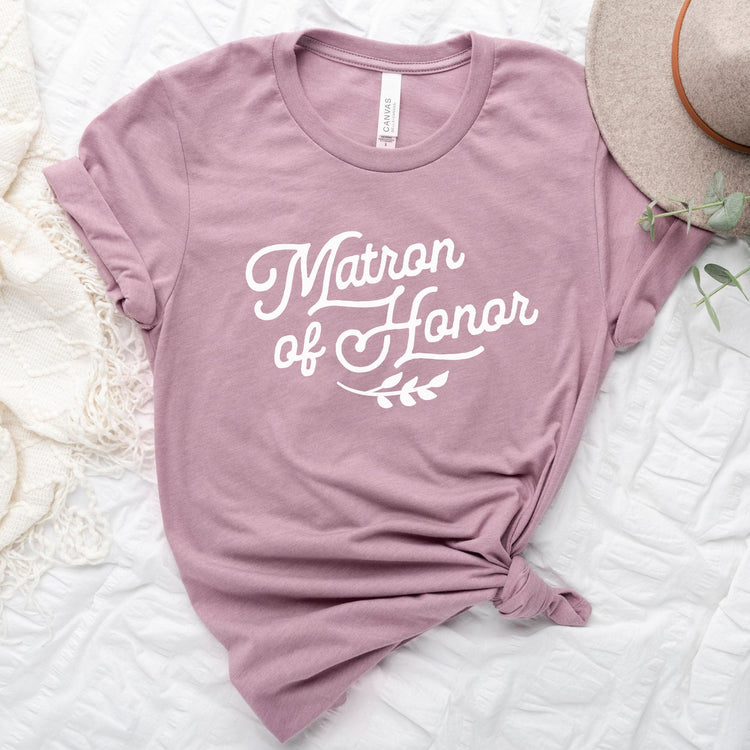Matron of Honor Bridesmaid Wedding Party Short-Sleeve Tee - Plus Sizes Available! by Oaklynn Lane