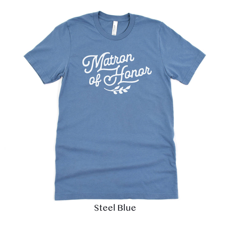 Matron of Honor Bridesmaid Wedding Party Short-Sleeve Tee - Plus Sizes Available! by Oaklynn Lane