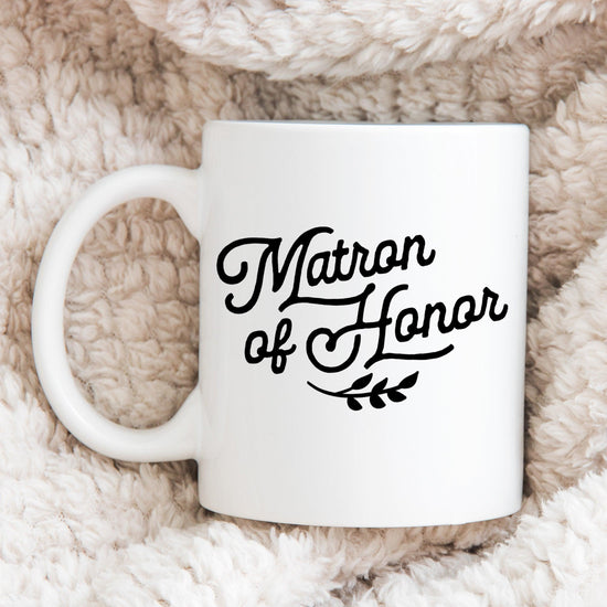 Matron of Honor White Glossy Coffee Mug by Oaklynn Lane