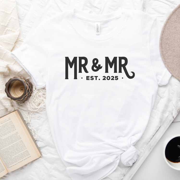 Mr and Mr Established 2025 Unisex t-shirt - Grooms Engagement Gift for Couple - Anniversary by Oaklynn Lane